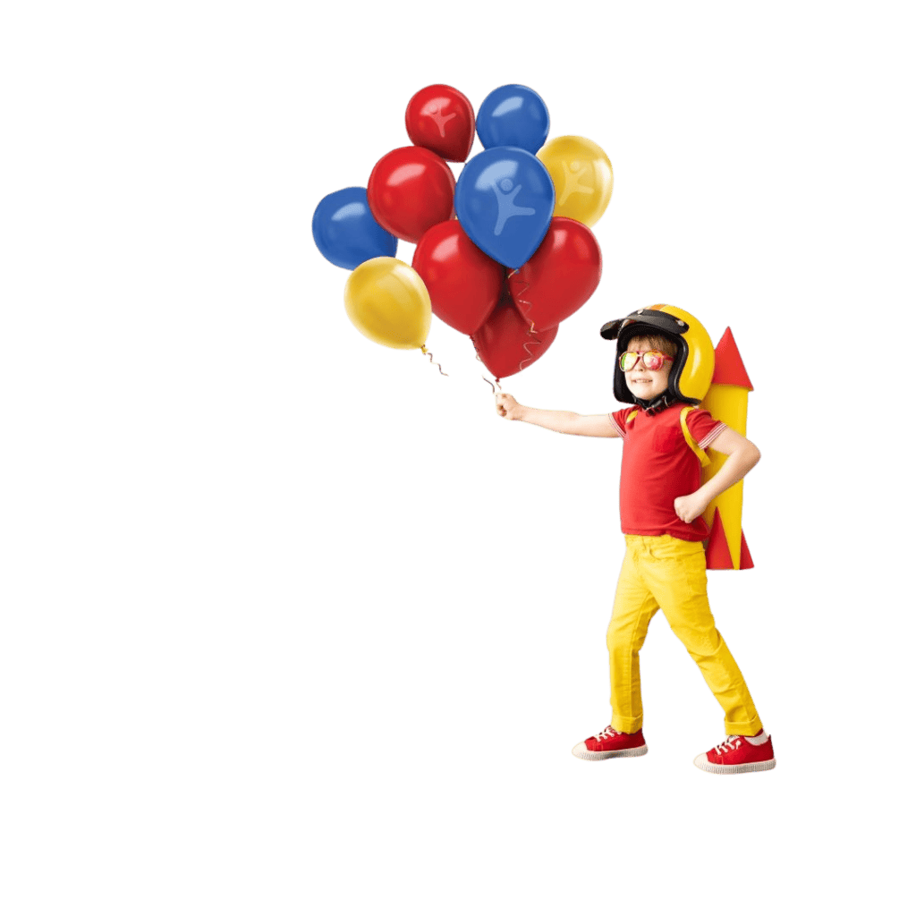Child with ABT balloons and rocket pack